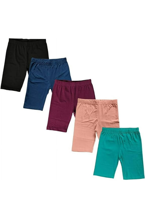 Elastic Waistband Biker Short (Girl's 10-12) 6 Pack