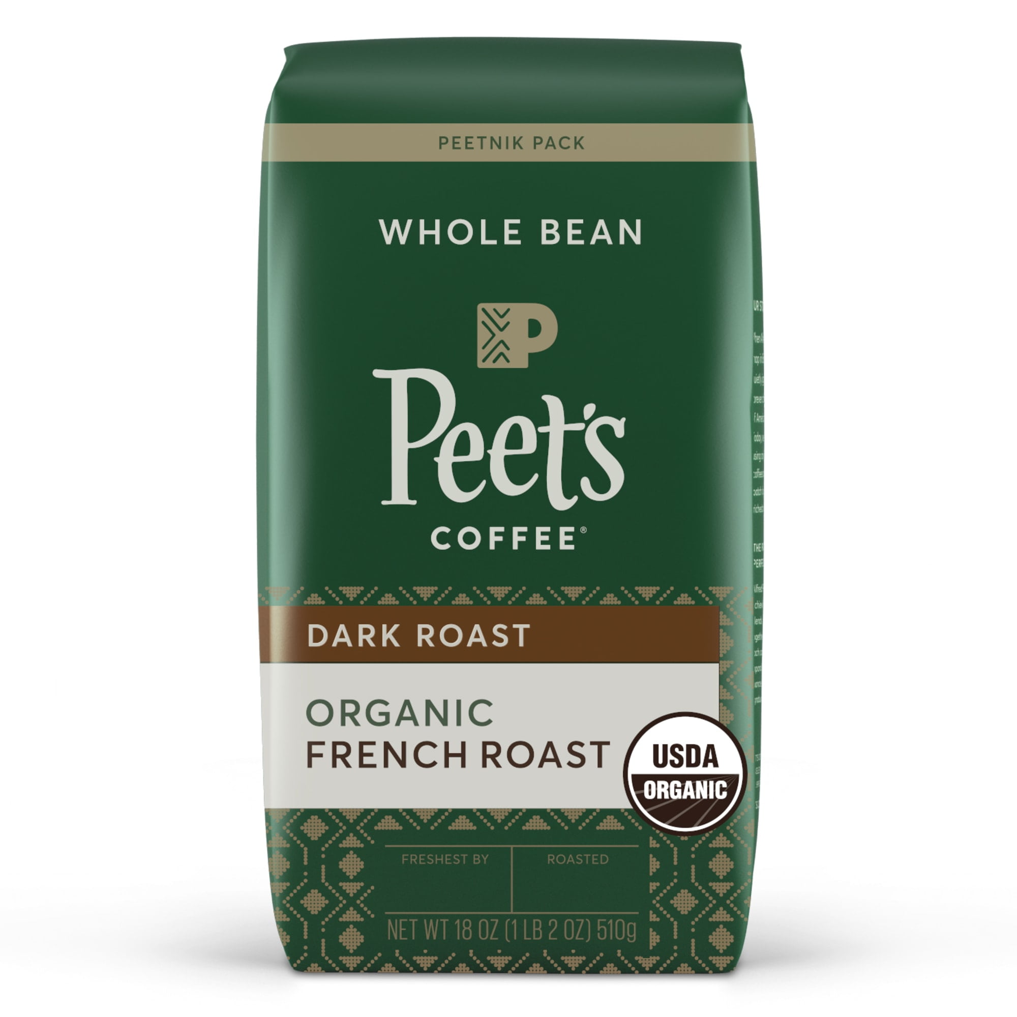 Peet's Coffee Organic French Roast, Dark Roast Whole Bean Coffee, 18 oz