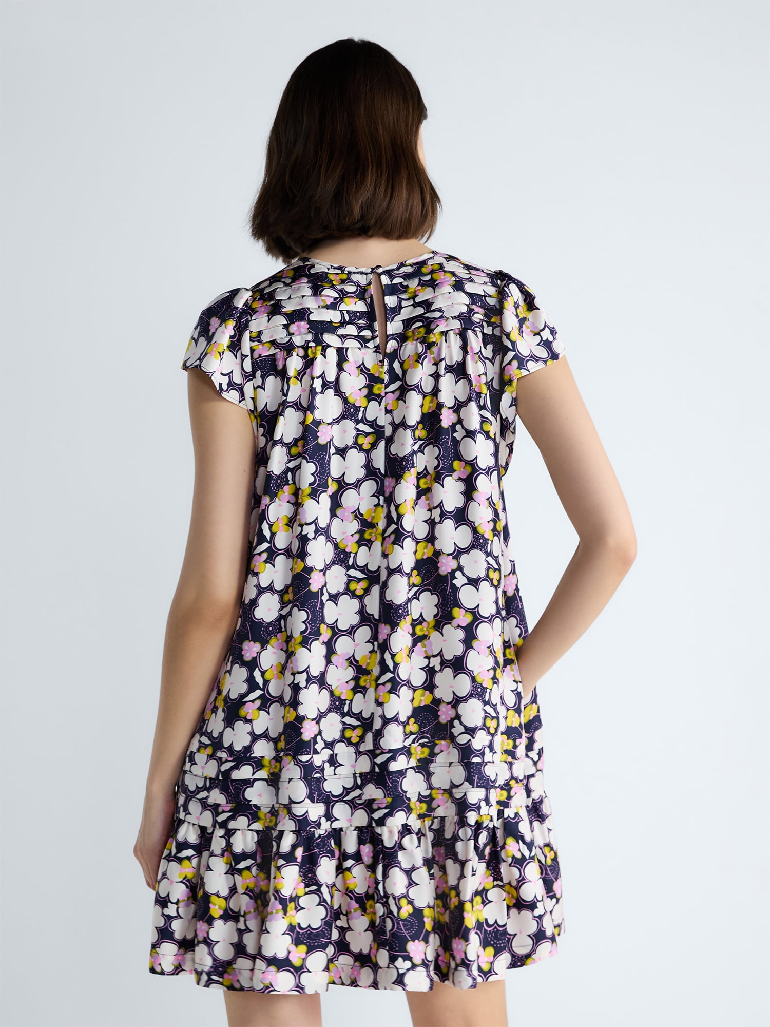 Free Assembly Women's and Women's Plus Pleated Silk Mini Dress with Flutter Sleeves, Sizes XS-4X