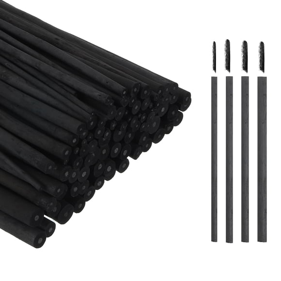 Uxcell Willow Charcoal Sticks, 2-4mm / 4-5mm / 5-7mm / 7-9mm Willow Charcoal Pencils Soft Sketch Vine Art Supplies Set for Drawing Sketching Shading Painting Artists(Black, Pack of 200)
