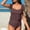 A Brown, variant on Tankini Swimsuits for Women Two Piece Bathing Suits Crop Top with High Waist Bottoms Tummy Control Summer Beach Pool Swimwear with Chest Pad Blue M