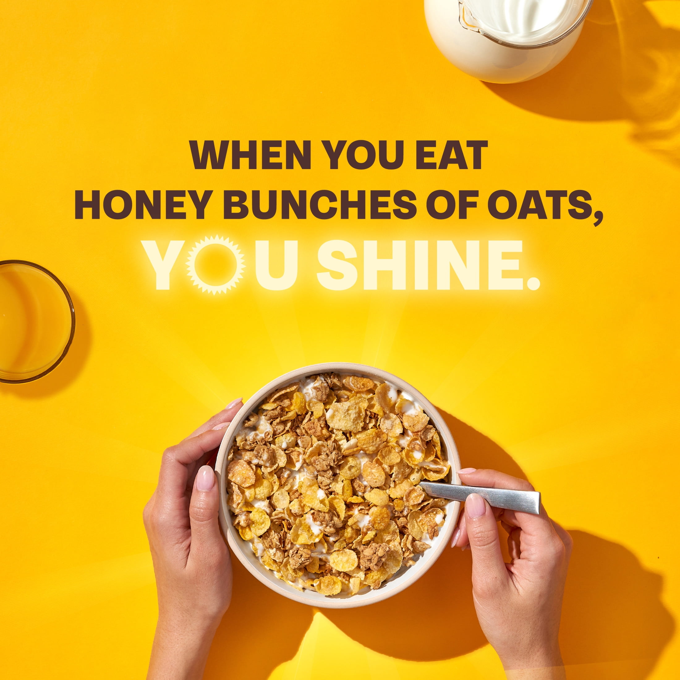 Honey Bunches of Oats Honey Roasted Breakfast Cereal Bag with Oats and Granola Clusters, 32 oz Bag