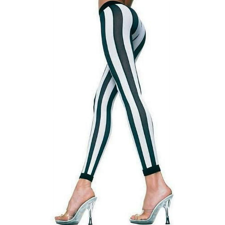 Vertical striped leggings 35219-BLACK/WHITE 