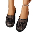 thumbnail image 7 of Women Chinese Embroidered Mesh Slippers Floral Closed Toe House Sandals, 38, 7 of 7