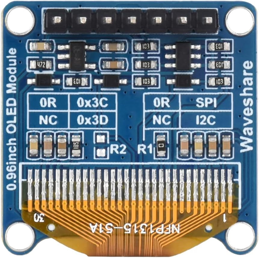 0.96inch OLED Display Module for /Arduino/STM32, 128×64 Pixels Screen, Upper Yellow & Lower Blue Display Color, 4-Wire SPI / I2C Communication Interfaces, 3.3V / 5V