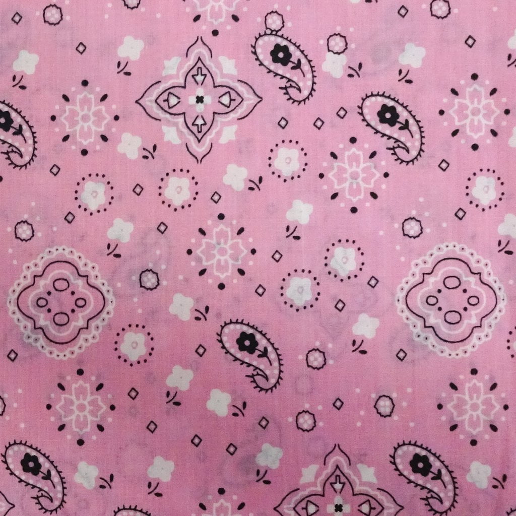 Shason Textile Craft Project Poly Cotton Bandana Print Precut Fabric (3 Yards, Pink)