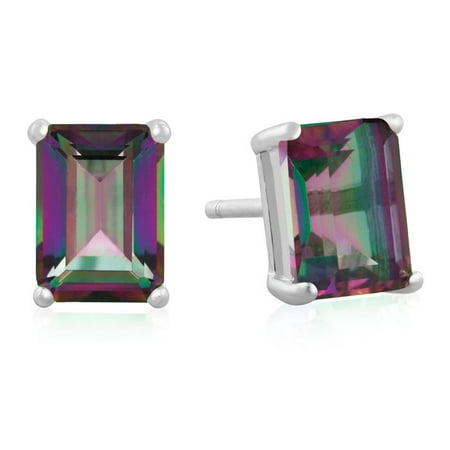 - 2 1/2ct Emerald Cut Mystic Topaz Earrings