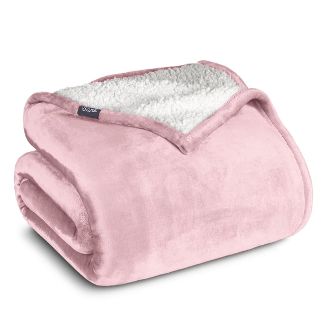 Manta de Cama de Felpa Sherpa Bare Home Reversible Ligera Tamaño Twin/Twin XL Rosa Claro