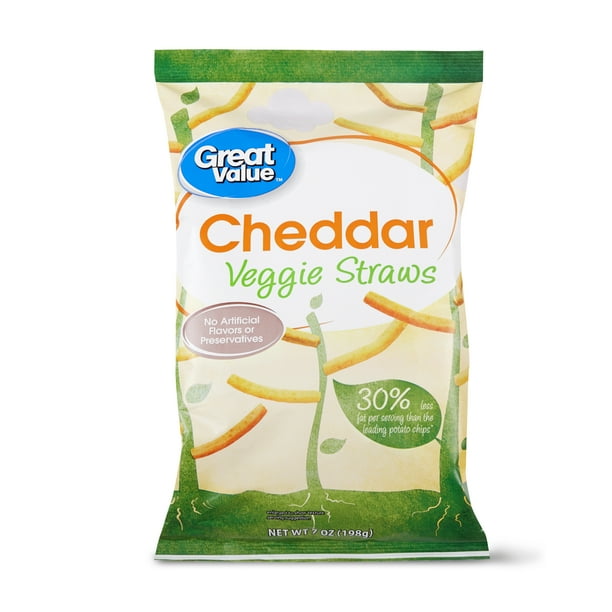 Great Value Cheddar Veggie Straws Potato Chips, 7 Oz