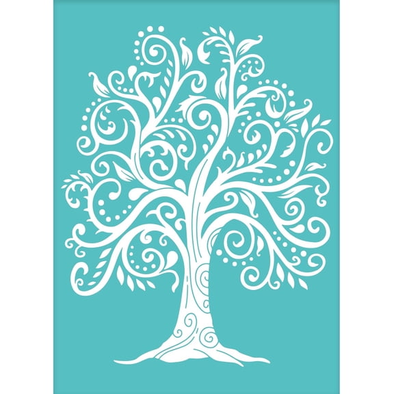 2pcs Self-Adhesive Silk Screen Printing Stencils Fancy Tree Pattern Mesh Transfers Stencil Reusable Silkscreen Stencil for Printing on Wood T-shirts Canvas Fabric - 19.5cmx14/7.7x5.5inch Blue