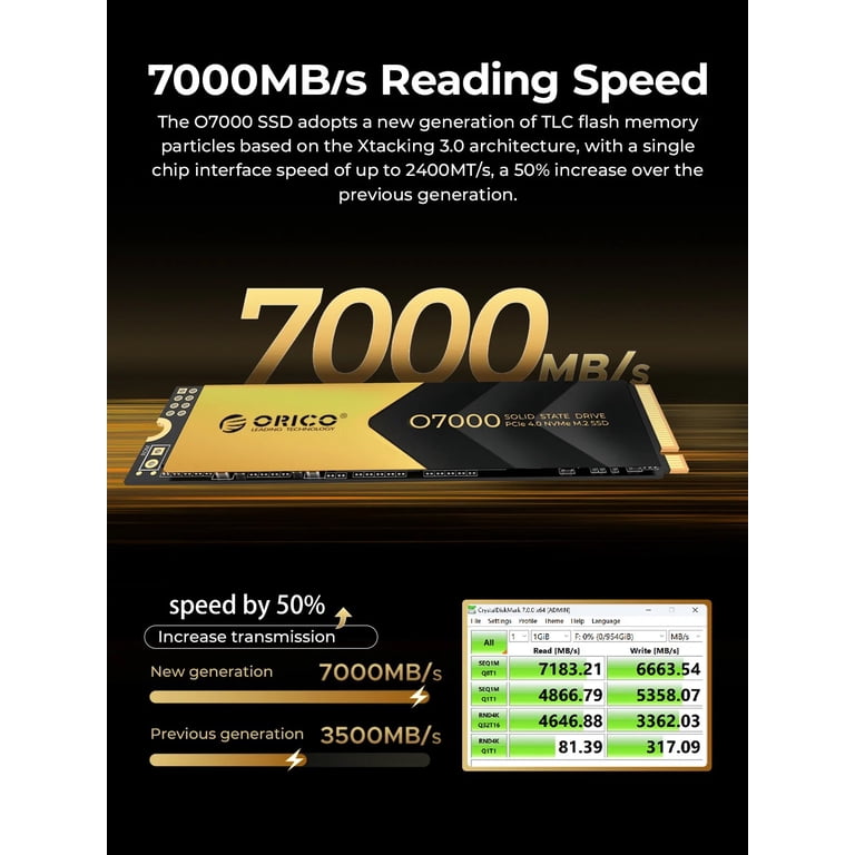ORICO 4TB NVMe SSD PCIe 4.0X4 m.2 2280 Internal SSD up to 7000MB/s