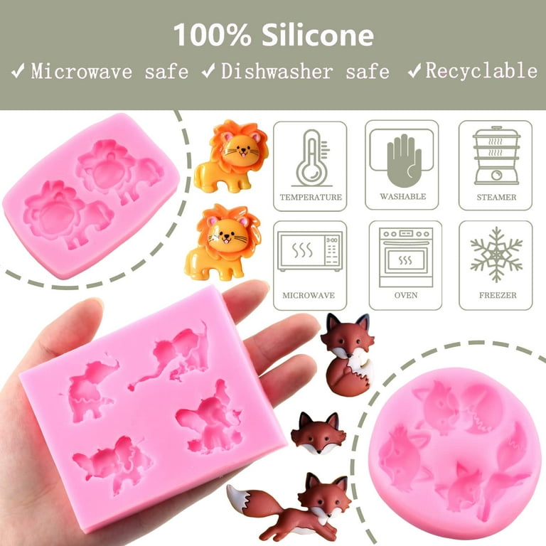Zixiang Animal Silicone Mold Elephant Unicorn Lion Fox Fondant Molds For  Cake Decorating Chocolate Candy Sugar Cupcake Topper Polymer Clay Set Of 4  
