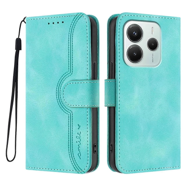 For Xiaomi Redmi Note 14 4G (164.84x78.15x8.16mm) Leather Case Wallet Stand Smile Imprinted Phone Co