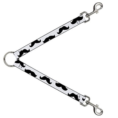 Dog Leash Splitter Mustaches White Black 1 Foot Long 1 Inch Wide