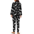 thumbnail image 2 of DISNIMO Bat Spider Web Printed Women 2 Piece Pajama Set Button Down Long Sleeve Sleepwear and Wide Leg Pants with Pocket Fashion V Neck Halloween Ladies Lounge Sets, 2 of 6