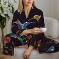 thumbnail image 4 of Goofa Humming Bird Printed Women’s 2 Piece Pajama Set Super,Pajamas Women's Long Sleeve Sleepwear Soft Button Down Loungewear Pjs Lounge Set Nightwear-, 4 of 9