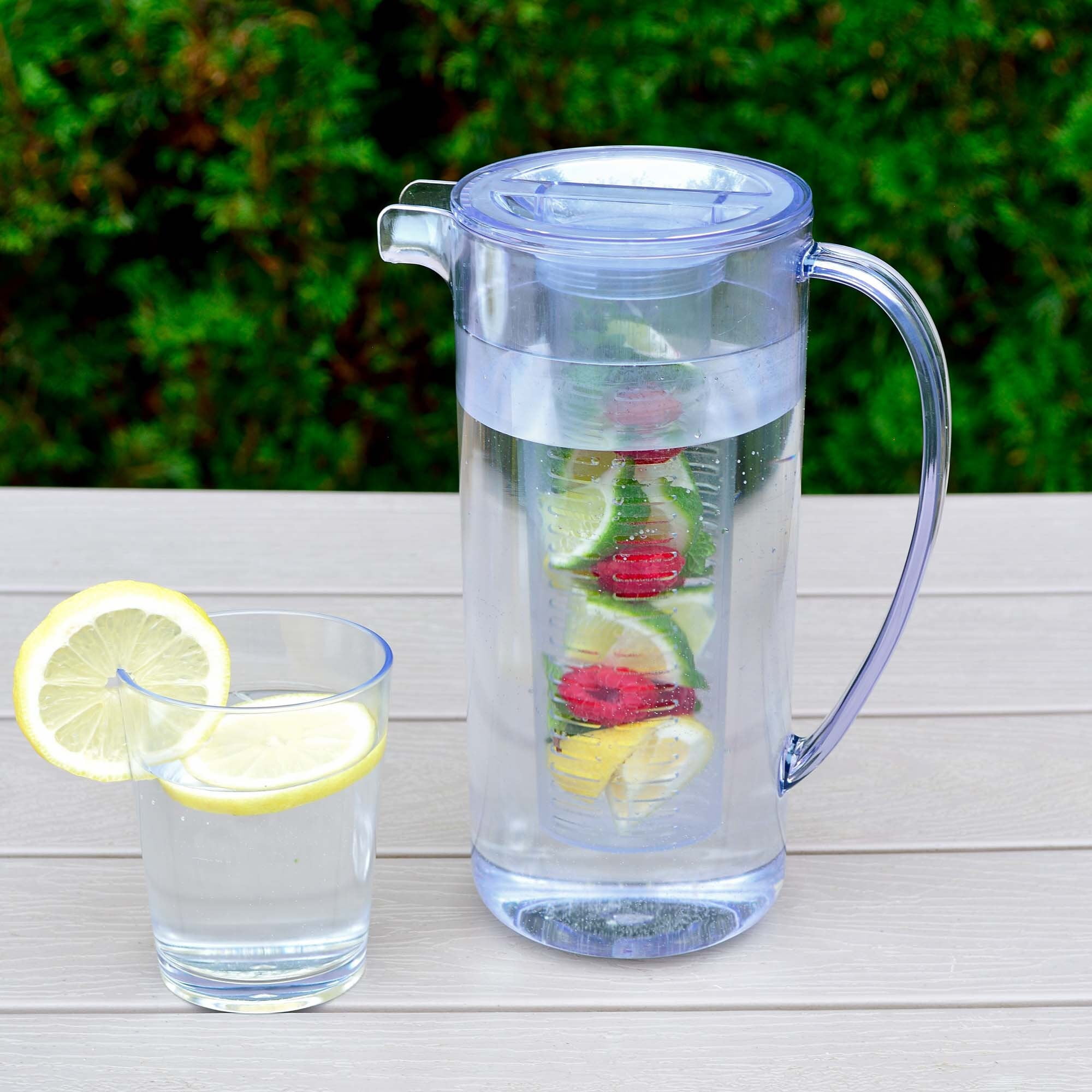 Youngever 2 Quarts Plastic Pitcher With Lid, Clear Plastic Pitcher Great for Iced Tea, Sangria, Lemonade -With Infuser YE395.130