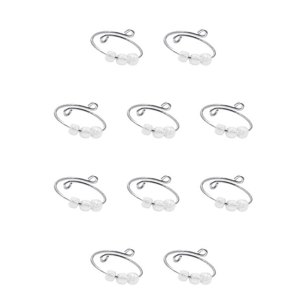 Jumpingount Anillo de ansiedad anillos portátiles de Metal Blanco 10Conjunto