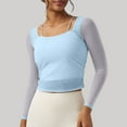 thumbnail image 4 of PiGOGI Women's Summer Long Sleeve Round Neck Comfortable Tank Top - Casual Stretchy Blouse for Everyday Wear Sky Blue XL, 4 of 5