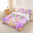 thumbnail image 3 of Metsweet Kawaii Unicorn Bedding, Dreamy Floral Butterflies Duvet Cover Full, Pink Blue Yellow,3pcs,1 Duvet Cover and 2 Pillowcases, 3 of 6