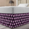 thumbnail image 1 of Safari Bed Skirt, Grunge Style Design of Hearts with Tropic Leaf Details and Polka Dots, Elastic Bedskirt Dust Ruffle Wrap Around for Bedding Decor, 4 Sizes, Dark Indigo Pink White, by Ambesonne, 1 of 2