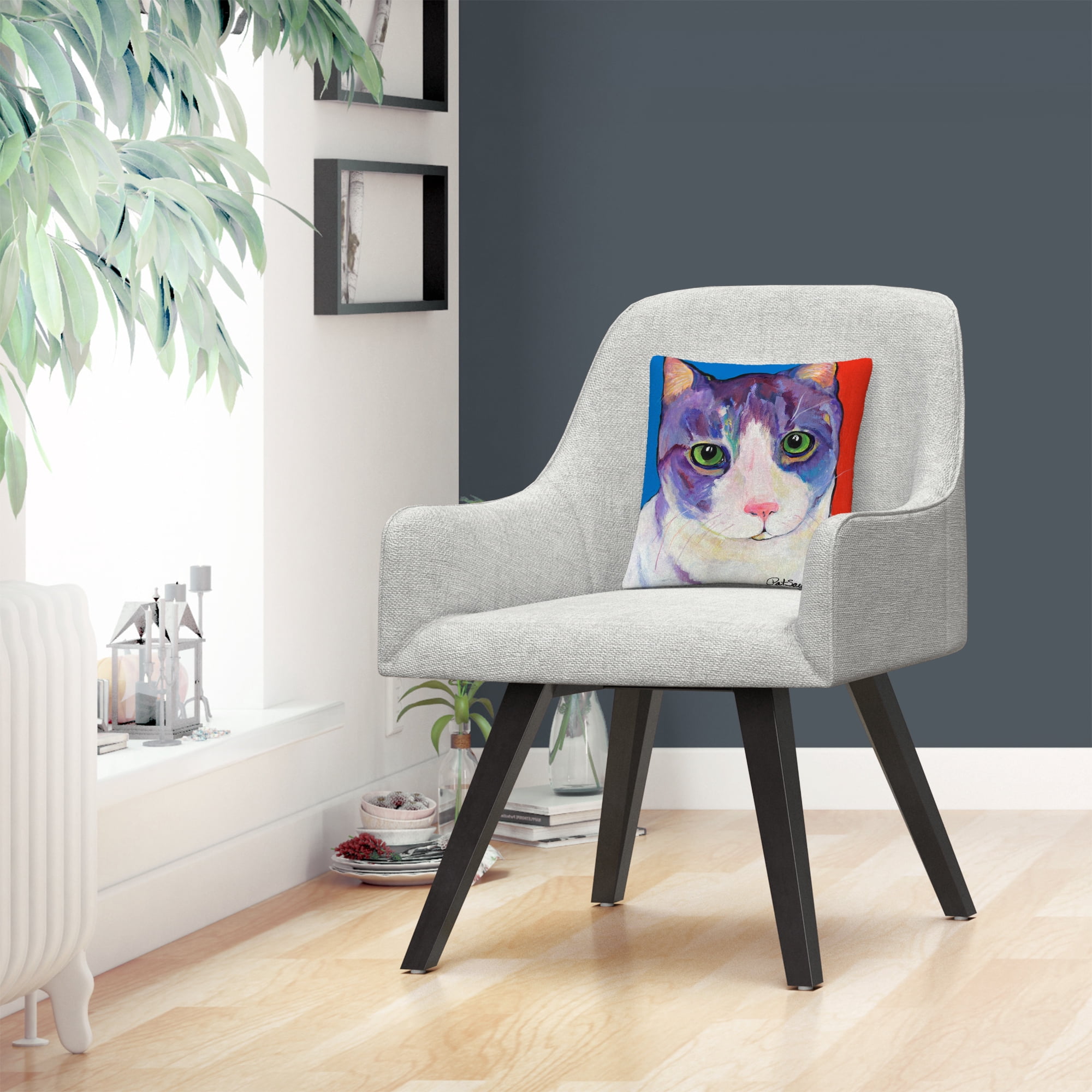 Frenchy' Animals Pets Painting Bold By Pat Saunders-White 16 X 16 Decorative Throw Pillow