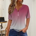 thumbnail image 2 of Baberdicy Basic Button-Down T-Shirt - Women's Solid Color Casual Short Sleeve Top, Comfortable Crew Neck Everyday Essential Tee (Hot Pink | L), 2 of 7