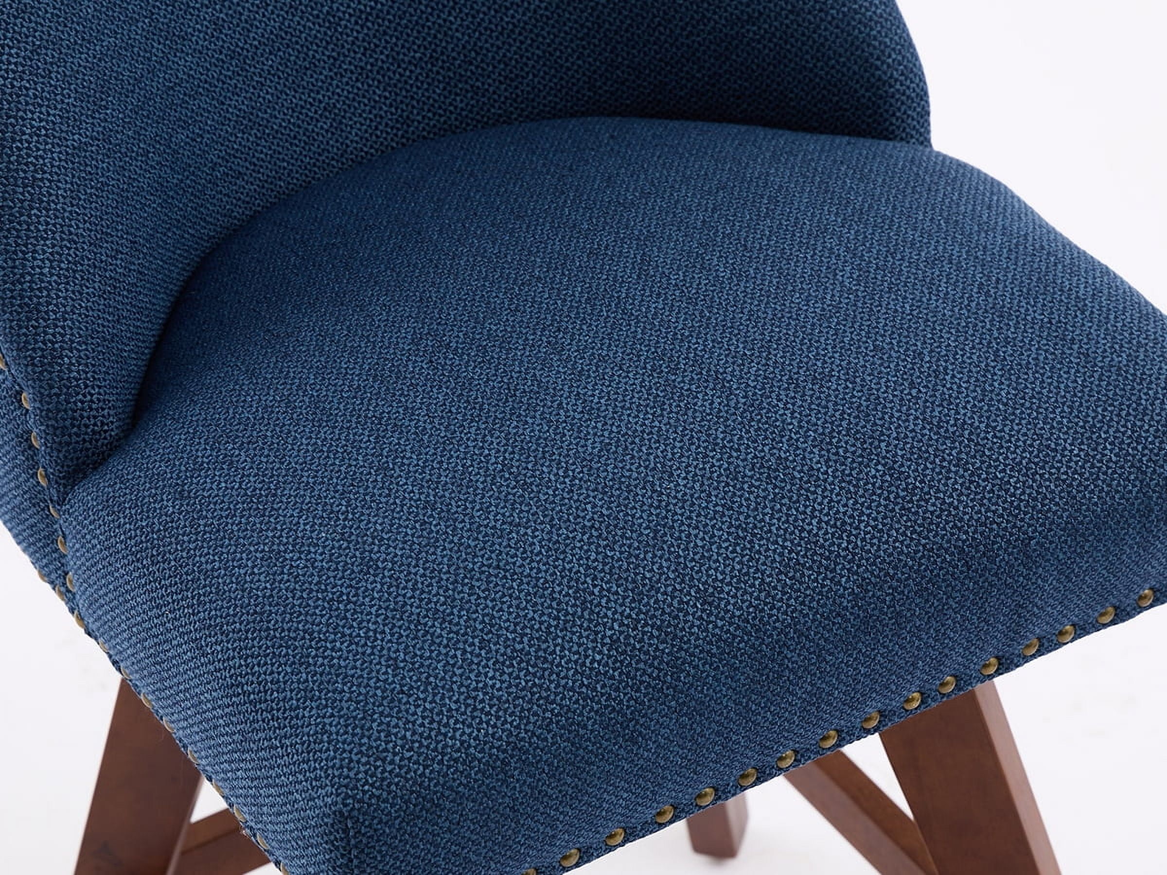 Modern Swivel Bar Stools Set of 2, Blue Counter Height Bar Stools with Back for Kitchen Island, Fabric Upholstered Island Chairs with Wood Legs, Barstool Chairs, Sillas para Barra de Cocina