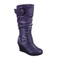 thumbnail image 1 of Bottes Mode pour Femmes à Fermeture Éclair Hauteur Genou, Talon Compensé Décontracté, Chaussures d'Hiver ( Violet, 5 ), 1 of 5
