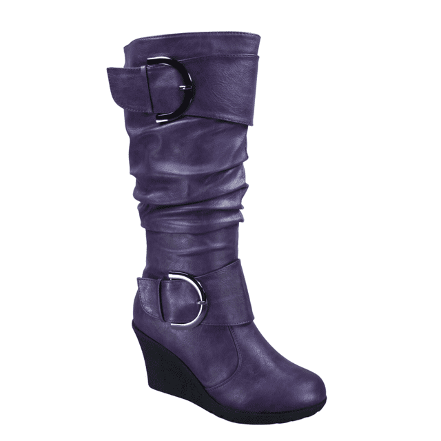 Bottes Mode pour Femme à Fermeture Éclair Jusqu'au Genou à Talon Compensé Décontractées Chaussures d'Hiver ( Violet, 5 )