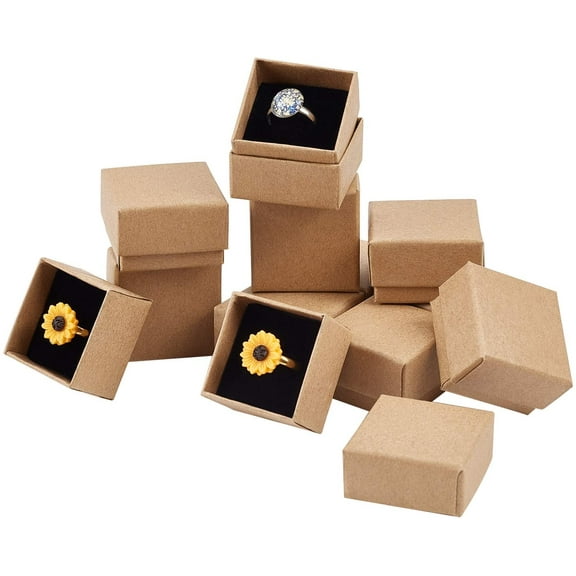 48 Pack Ring Gift Box 1.5x1.5x1.1 Inch Jewelry Gift Boxes Square Cardboard Jewelry Box with Foam Small Earring Packing Boxes DIY