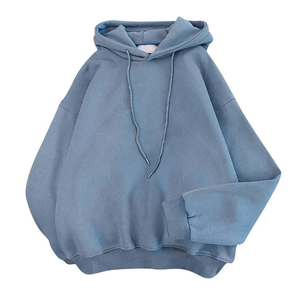 Daznico Sweatshirt for Women - Women's Cute Sweatshirt Long Sleeve Hoodie Cotton Pullover Tops for Teen Girls Clothes, Hooded Sweatshirt Women,Color:Blue Size:XXL