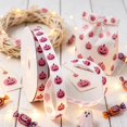 thumbnail image 3 of Pink Pumpkin Face Halloween Ribbon, White Base Plastic Ribbon for Gift Wrapping, Halloween Party Gift Wrap DIY Decor, Suitable for Goodie Bag, Scrapbooking, Card Making, 3 of 5