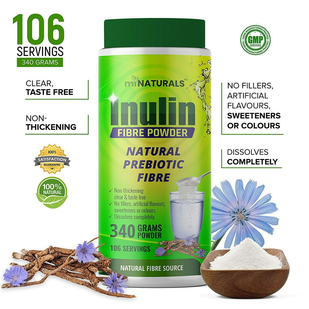 Pure Inulin Fiber Powder, Natural Prebiotic Fibre Supplement, Clear and