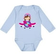 thumbnail image 3 of Inktastic Pilot Girl, Airplane, Plane, Flying, Brown Hair Girls Long Sleeve Baby Bodysuit, 3 of 5