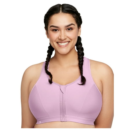 

Glamorise Full Figure Plus Size Zip Up Front-Closure Sports Bra Wirefree #9266