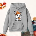 thumbnail image 6 of Staki Kids Girl Hooded Sweatshirt Graphic Letter Print Halloween Shirt Long Sleeve Pullover Tops(Gray,8-9 Years), 6 of 6