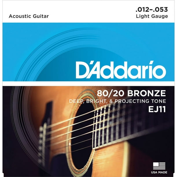 D'Addario EJ11 Cordes de Guitare Acoustique en Bronze 80/20, Légères, 12-53