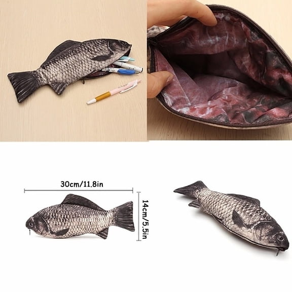 Realistic Fish Shape Pen Bag, Pen Pencil Case With, Pouch Pen Pencil Case With Zipper, for Students Art Supplies Funny Gift for Friends Family Flexible