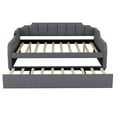 thumbnail image 5 of Full Size Modern Sofa Bed Frame, Upholstery Daybed with Trundle and USB Charging Design,Trundle Can be Flat or Erected, 5 of 8