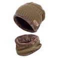 thumbnail image 2 of Morttic Fashion Hat Men Warm Beanie Winter Thicken Hat And Scarf Two-Piece Knit Windproof Cap, 2 of 3