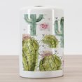 thumbnail image 3 of Hawaii Ceramic Toothbrush Holder, Watercolor Look Pattern of Exotic Cacti and Roses with Little Triangles, Decorative Versatile Countertop for Bathroom, 4.5" X 2.7", Multicolor, 3 of 4