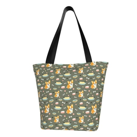 Tote Bag for Women  Funny Cute Corgi Dog Collar Large Capacity Handbags Womens Laptop Work Beach Tote Bags  Reusable Grocery Shoulder Bags Gifts for Women Work Gym Shopping Travel