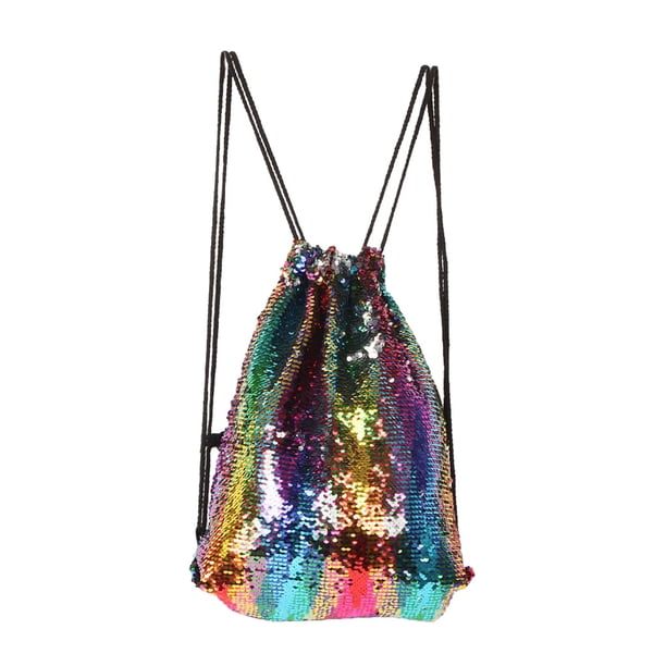 Minnieouse Mochila deportiva para gimnasio, bolso de viaje con cordón de lentejuelas de sirena, ligero y resistente al agua Mochilas multicolor