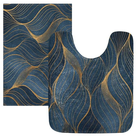 RMDQTR 2PCs Bathroom Rugs Set Plush Toilet Base Mat 16" × 24" Bath Mat and 20" × 24" U Shape Soft Rugs Non Slip Absorbent