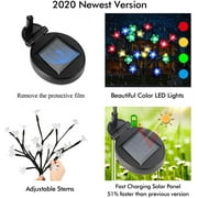 QiShi 2 Pack Solar Fairy Lights Waterproof Multi-Color Solar Powered Garden Lights, Solar Flower Lights with 20 Cherry Blossom, Bigger Solar Panel for Pathway Patio Yard Christmas Decor