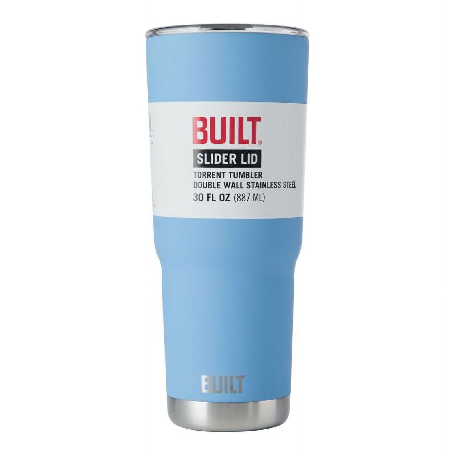 BUILT Torrent 30 oz Double-Wall Insulated Stainless Steel Tumbler Water Bottle, Sky Blue