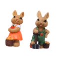 thumbnail image 4 of 2 piezas Estatuas de conejo de Pascua Figuras miniaturas Figuras decoración de la casa Conejitos con cestas, 4 of 9