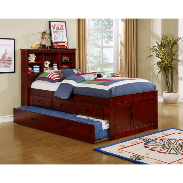 American Furniture Classics Solid Pine Twin Captains Bookcase Bed with