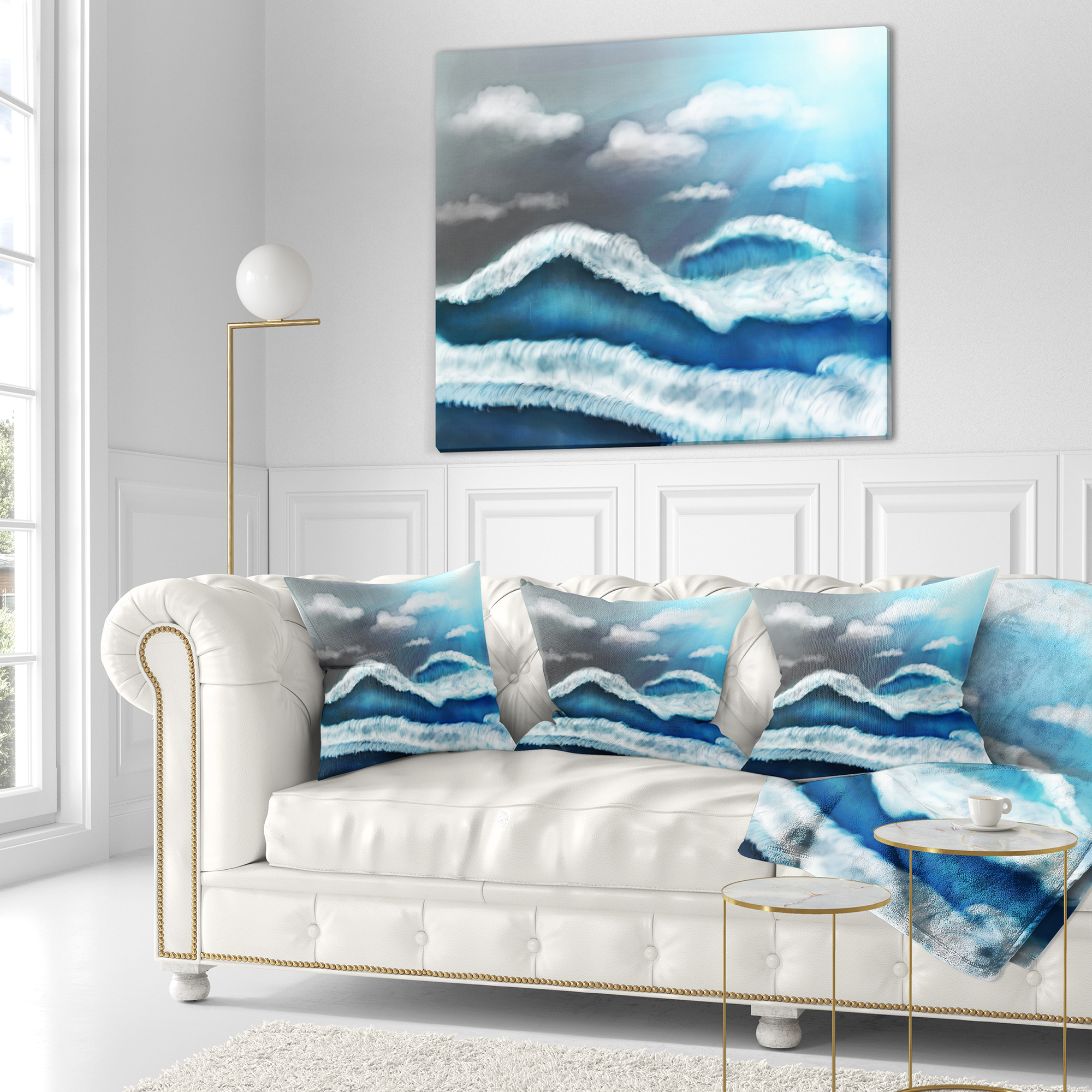 Designart Blue Sky with Clouds - Landscape Printed Throw Pillow - 16x16